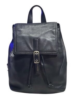 COACH Vintage All Leather legacy  Black Backpack 9858 Women's Adjustable Straps